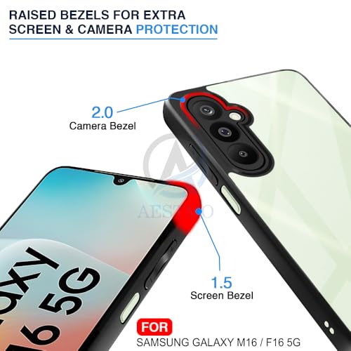 Image of AESTMO Samsung Galaxy M16 / F16 5G Back Cover | 360 Protection | Crystal Clear Hard Back Transparent | Bumper Case for Samsung Galaxy M16 / F16 5G (PC+TPU, Black Bumper)