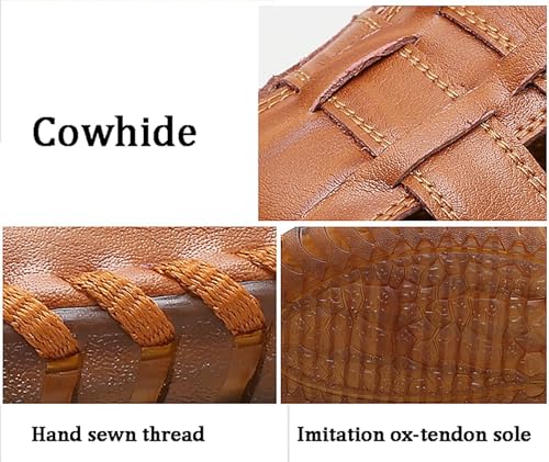 Mens Sport Sandals Breathable Outdoor Fisherman Shoes Adjustable Closed Toe Summer Leather Loafters4