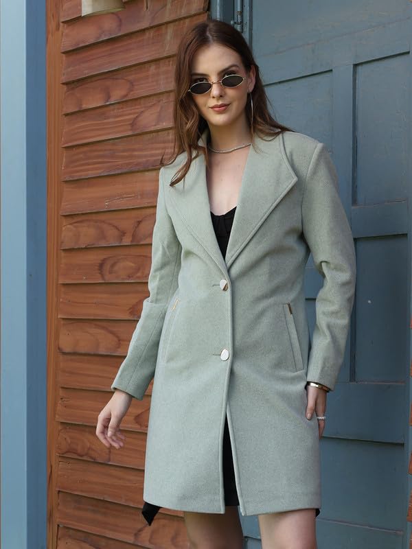 Image of PLAGG Women's Notched Lapel Long Overcoat