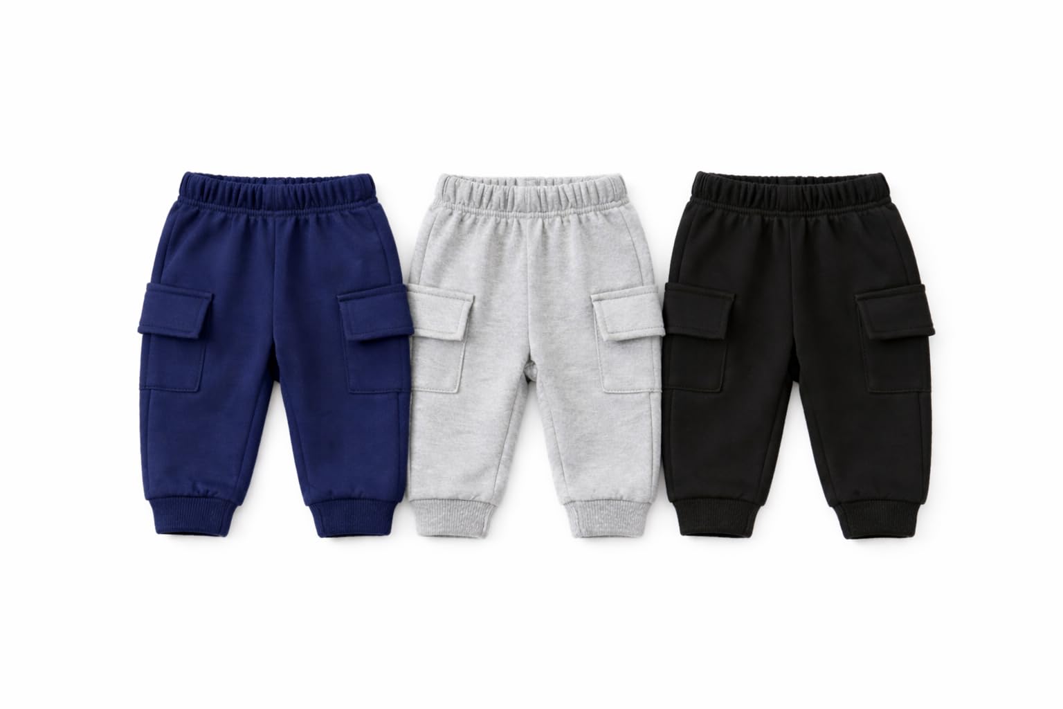 Baby Boys & Girls Cotton Jogger Track Pant, Blue Grey Black, 3 Pack-image-20