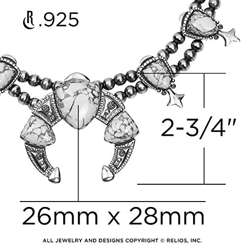 American West Jewelry Sterling Silver Women's Statement Necklace Choice of Gemstone Color Squash Blossom Design 18 to 21 Inch4