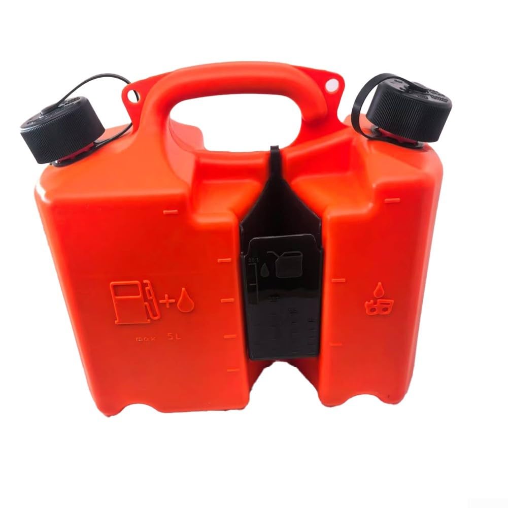 Bidon Combi Économique Pour Tronçonneuse, 5L Bidon Combiné Robuste Pour Carburant Et Huile De Barre Avec Porte-Outils, Bidon Combiné Avec Becs À Fermeture Automatique