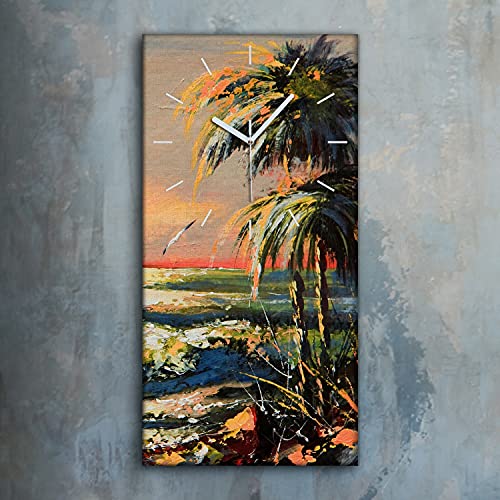 Horloge sur toile coucher de soleil 30x60cm pour salon - 3