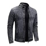 Jean Jackets for Men Full Zipper Fleece Lined Denim Trucker Jacket Vintage Casual Slim Fit Fall Wint