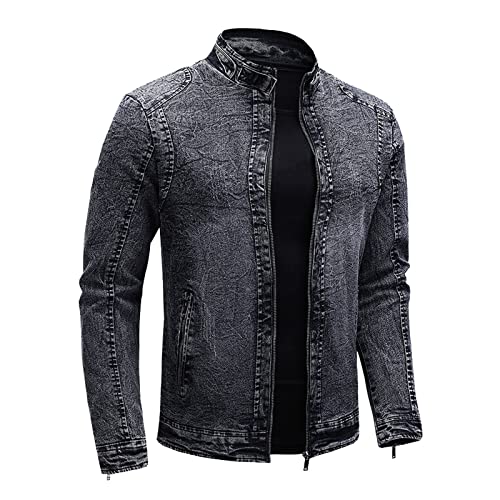 Jean Jackets For Men Full Zipper Fleece Lined Denim Trucker Jacket Vintage Casual Slim Fit Fall Winter Thick Warm Jean Coat #TOP26