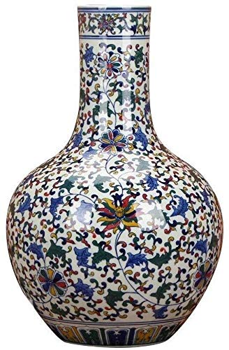 Porcelaine d'artiste : grand vase décoratif chinois rétro de MU