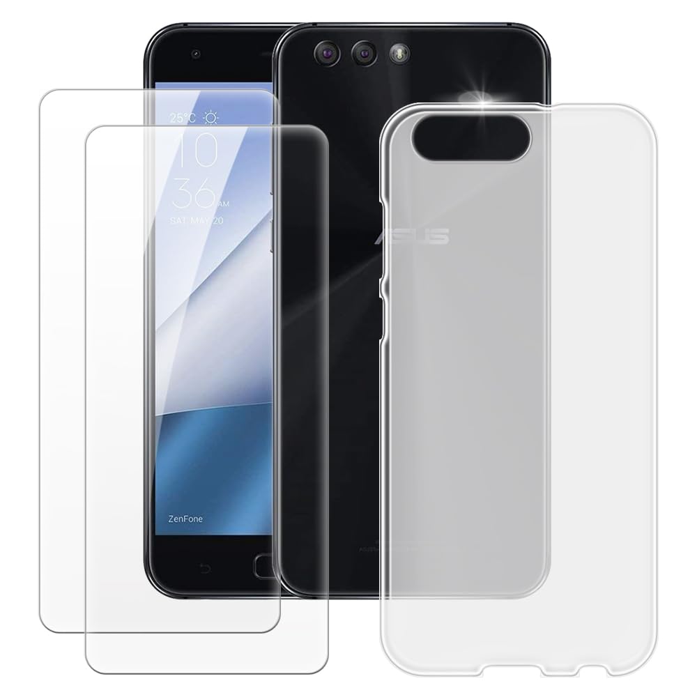 MILEGOOAsus Zenfone 4 ZE554KL Case + 2PCS Screen Protector Tempered Glass, Ultra Thin Bumper Shockproof Soft Silicone TPU Cover for Asus Zenfone 4 ZE554KL (5.5”) White