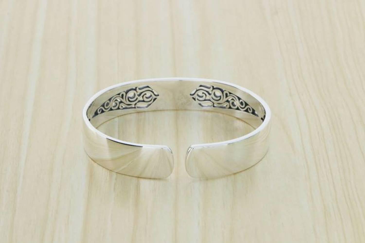 Brazalete Joyería Moda Plata Ley 925 Tang Patrón Hierba Pulsera Hombre Moda India Apertura Retro Pareja Pulsera Mujer