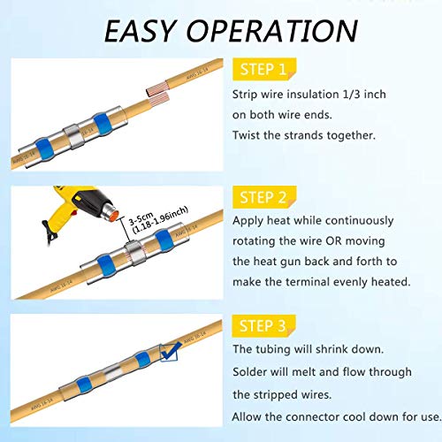 300 Pcs Solder Seal Wire Connectors, Sopoby Heat Shrink Solder Connectors Butt Connectors Electrical Wire Connectors Terminals Waterproof Marine Automotive Connector Kit #TOP1