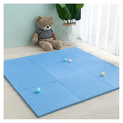 Alfombrilla de rompecabezas de espuma, 9 piezas, azulejos de espuma entrelazados, tapete de gateo, tapete grueso resistente a los impactos para dormitorio y cama, tapete de fitness, 61 x 61 cm (color
