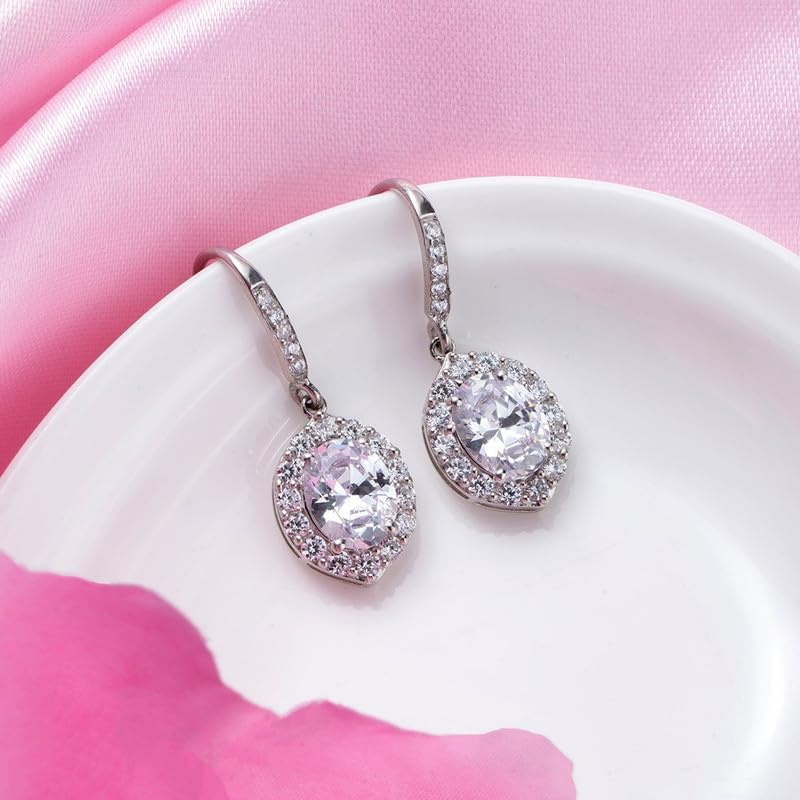 Image of ZAVYA 925 Sterling Silver CZ Drop Silver Plating Drop Earrings | Gift for Women and Girls | With Certificate of Authenticity and 925 Hallmark