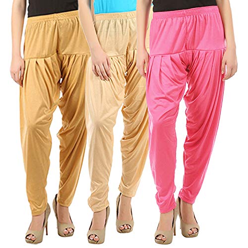 Image of Buy That Trendz Combo Offer (Pack of 3) Cotton Viscose Lycra Dhoti Patiyala Salwar Harem Bottoms Pants for Womens (White, Maroon, Black)