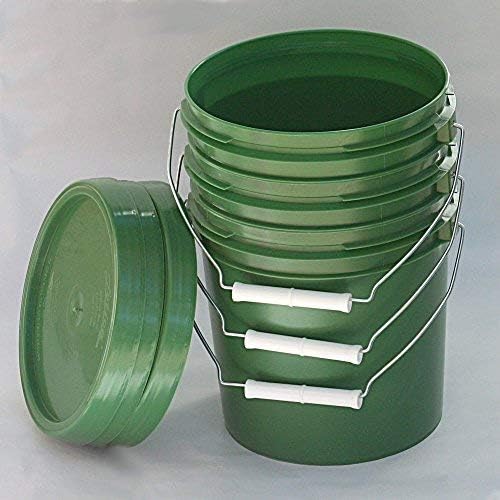 3 Pack Green 1 Gallon Buckets with Metal Handles and Lids