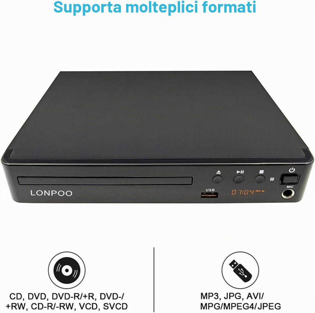 Odtwarzacz HD DVD PAL/NTSC z HDMI, USB, MIC - Wieloregionowy