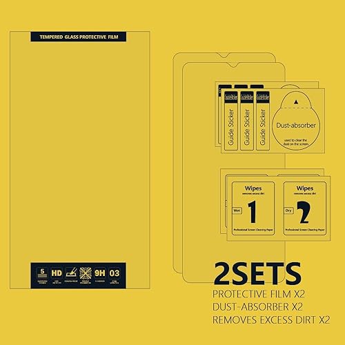 Miniatura 6 de OCESTORE Paquete de 2 protectores de pantalla curvados 3D, antiarañazos, dureza 9H, cobertura completa, bordes negros curvados 3D, película