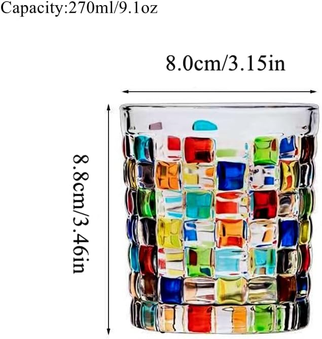 Set of 6 or 5 Hand-painted Colorful Glass Tumblers, Drinking Glassware, Cocktail Glasses for Iced Coffee Juice Tea Beverage Milk Wine With Artistic Design - Image 3