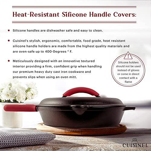 Cast Iron Skillet With Lid - 12"-Inch Pre-Seasoned Covered Frying Pan Set + Silicone Handle & Lid Holders + Scraper/Cleaner - Indoor/Outdoor, Oven, Stovetop, Camping Fire, Grill Safe Kitchen Cookware #TOP4