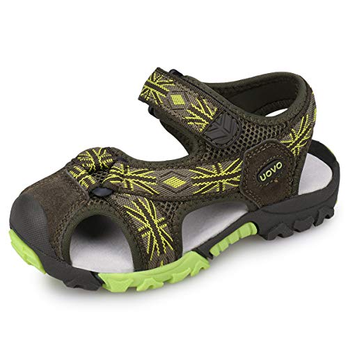 UOVO Boys Sandals Hiking Athletic Closed-Toe Beach Sandals Kids Summer Shoes (8.5 M US Toddler, Khaki/Green)
