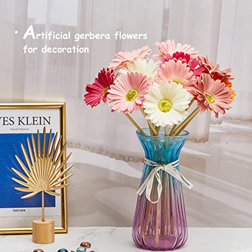Waydress 36 Pcs Gerbera Daisy Artificial Flowers 15 Inch Fake Daisy Flowers Pu Artificial Daisies Multicolor Fake Flower Bouquet Faux Gerbera Daisy Flowers For Vase Wedding Party Decoration, 6 Colors #TOP3
