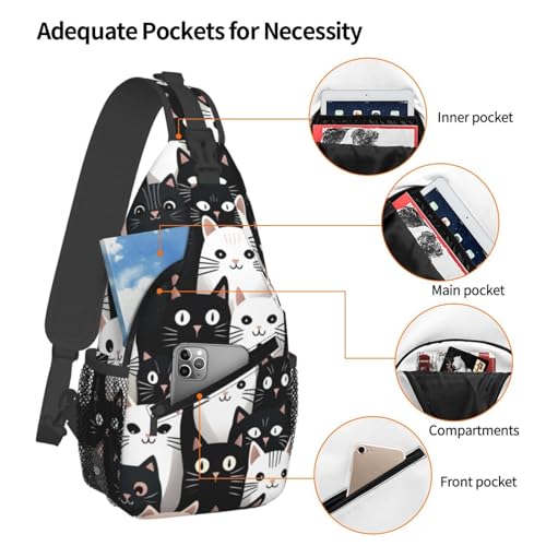 Bolso bandolera con estampado de gato para mujeres y hombres miniatura 4