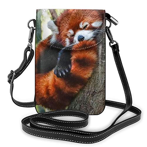 YongColer Fashion Small Cellphone Crossbody Shoulder Bag Sleeping Red Panda Cell Phone Purse Wallet Lightweight Roomy Pockets Smartphone Bag For Women Girls Teens
