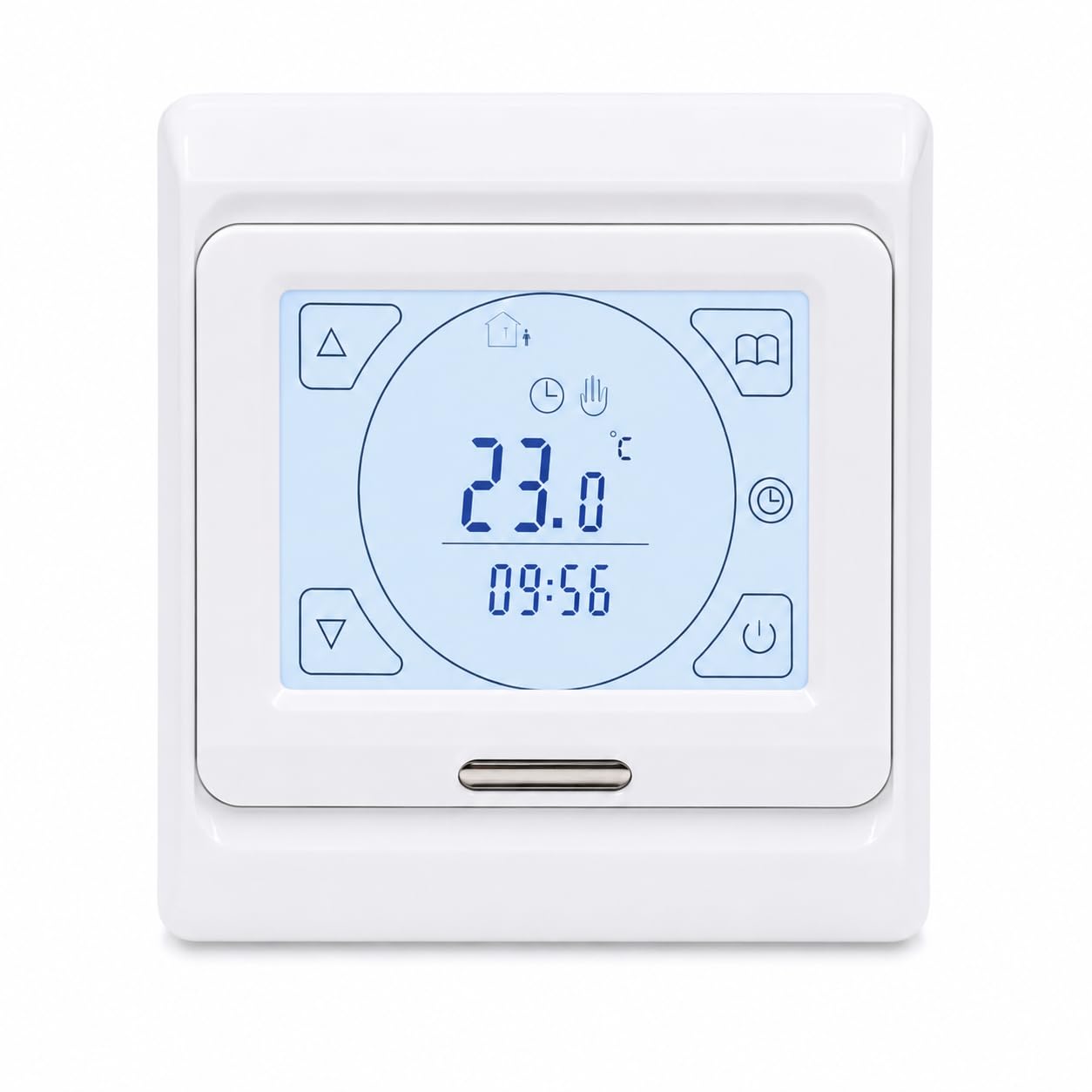 M80 16A Manual Underfloor Heating Thermostat, Digital Room Temperature Controller with Floor Sensor, Flush Mounted Electric Heating Thermostat for Electric Underfloor Heating Systems, 230V White