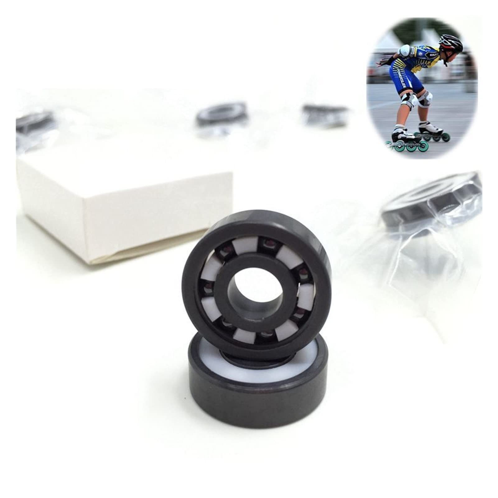 SUOFEILAIMU Full Ceramic 608 Bearing Inline Roller Skates Board Bearing 608 Skate Speed Skating 8x22x7mm Si3n4 Zro2 Ceramic 608 (Color : 1pc 608 Si3n4 Open)