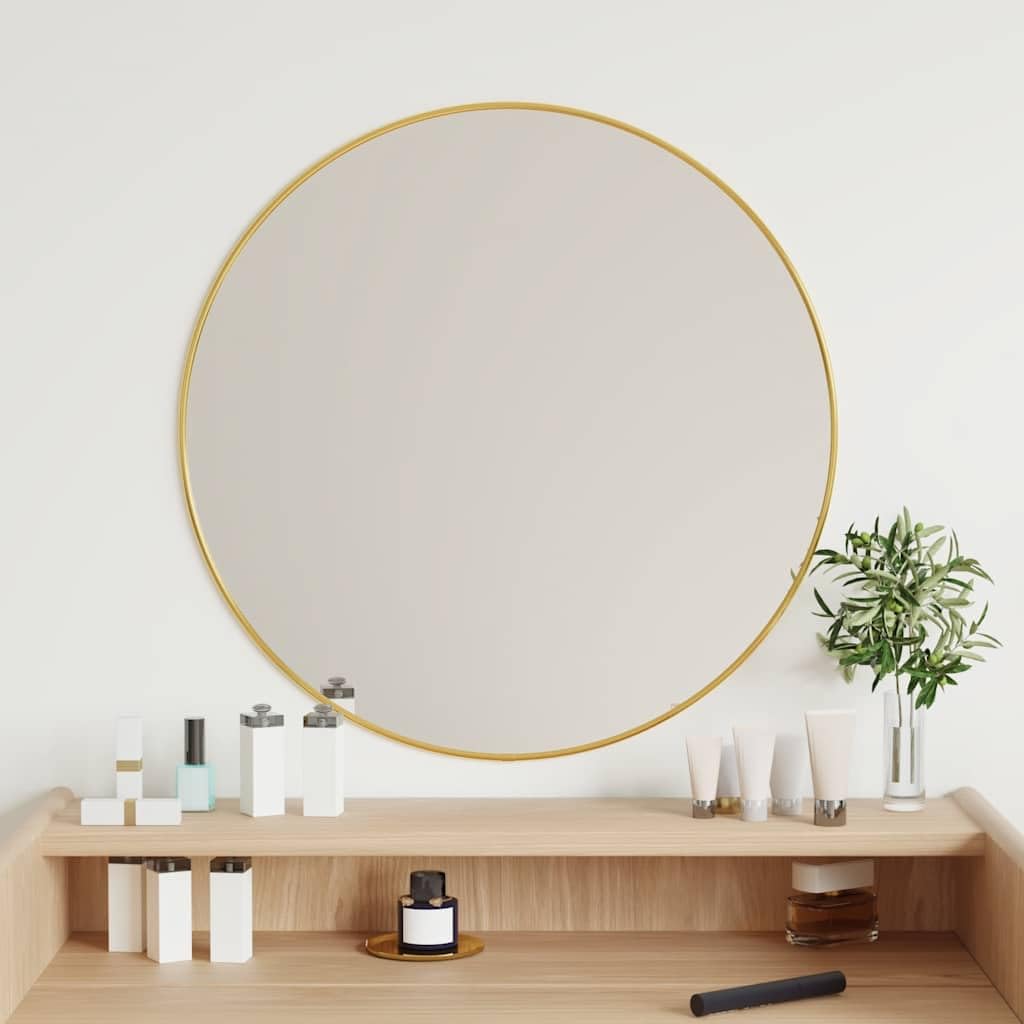 Specchio da Parete Dorato Ø 60 cm Rotondo Oro,348182