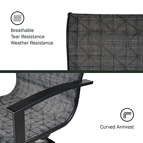 Grand Patio Outdoor Dining Swivel Rocker Chairs, Patio Sling Chair Set Of 2 With Steel Frame, Black & Grey Plaid #TOP3