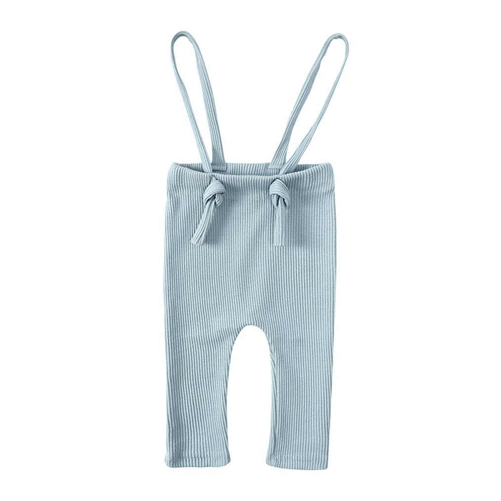 LNICEAR Toddler Baby Boys Girls Shorts Pure Color Suspender Overall Shorts Ribbed Knit Bloomers Summer Short Pants Blue 12-24 Months