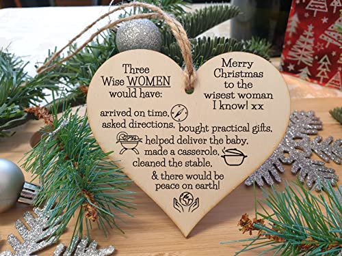Handmade Christmas Hanging Wooden Heart Plaque Decoration Gift for amazing women mum daughter novelty funny decoration festive bauble - Image 3