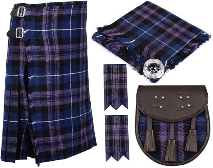 Kilt écossais Pride of Scotland en laine avec sporran cuir haute qualité