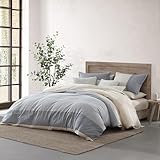 DKNY Pure Colorblock Full/Queen Comforter Set, Cozy Recycled Cotton Bedding, 3 Piece, Blue