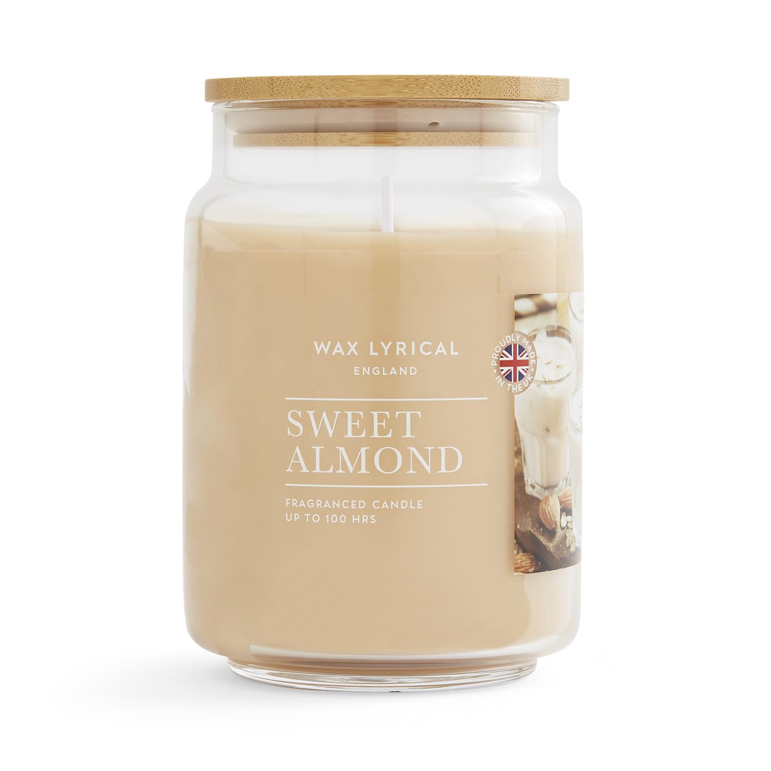 Wax Lyrical Sweet Almond Large Jar Candle, Up to 100 Hour Burn Time, Caramel