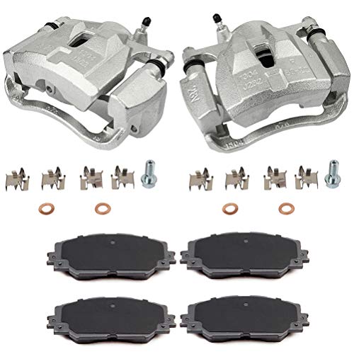Image of SCITOO Front Left & Right Brake Kit [4] Brake Pads [2] Brake Disc Calipers w /Bracket Compatible With 2009-2010 for Pontiac for Vibe,2008-2014 for Scion for xD,2009-2018 for Toyota for Corolla