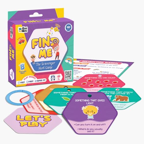 Image of GiniMini FIND ME - Scavenger Hunt Game for Ages 3+ | 60 Reusable Cards | 3 Play Modes - Fast, First, Super FIT | Indoor, Outdoor & Travel | Boosts Observation, Memory & Vocabulary | Family Fun