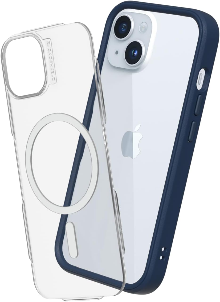 RhinoShield Modular Case Compatible with MagSafe for [iPhone 15 Plus] | Mod NX - Superior Magnetic Pull Force, Customizable Heavy Duty Protective Cover 3.5M / 11ft Drop Protection - Navy Blue