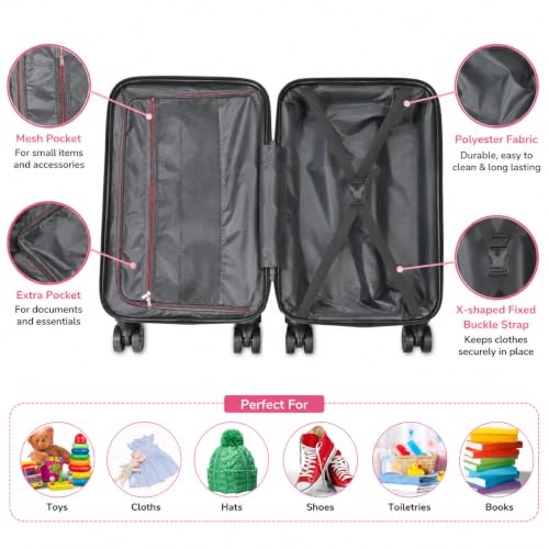 Image of Winnies 20 Inch Kids Suitcase with 8 Wheel Travel Trolley Bag (4 Day Trip)