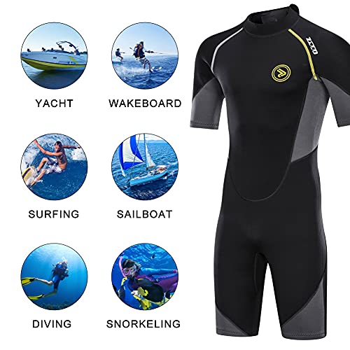 Wetsuit Shorty For Men 1.5Mm Neoprene Back Zip Wetsuit Spring For Diving Surfing Snorkeling Swimmingm201Bg-L #TOP7