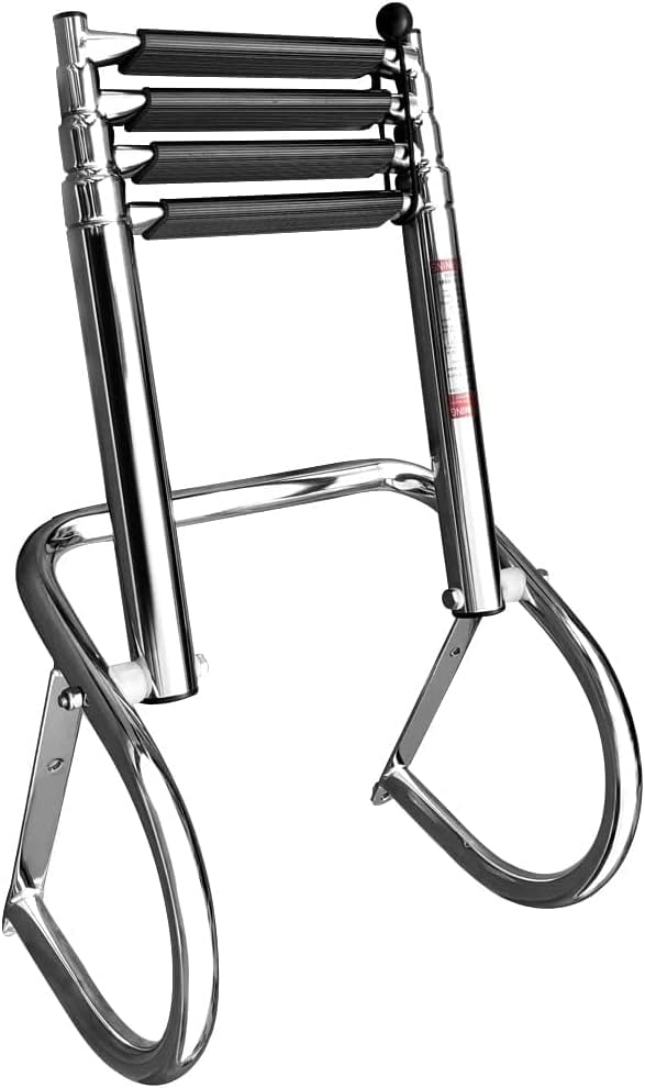 Ladders,Pontoon Boat Ladder Stainless Steel 4 Step Rear Entry Inboard Ladder with Pedal Heavy Duty Telescoping Ladder for Boat Marine