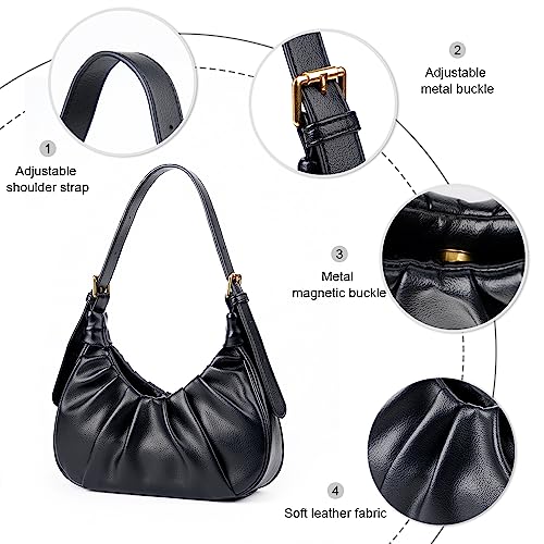 Image of Women's Shoulder bag Small Leather crossbody Purse Vintage Chic cloud Hobo handbag