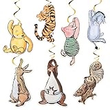 MEMOVAN Winnie Swirl Hanging Decorations 14pcs Winnie Hangings Cards Pooh Table Centerpieces for Classic Pooh Baby Shower Birthday Party Double-sided