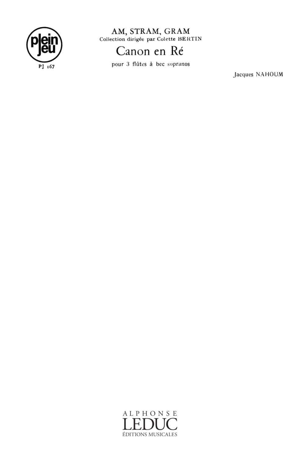 JACQUES NAHOUM: CANON IN D (RECORDERS 3)
