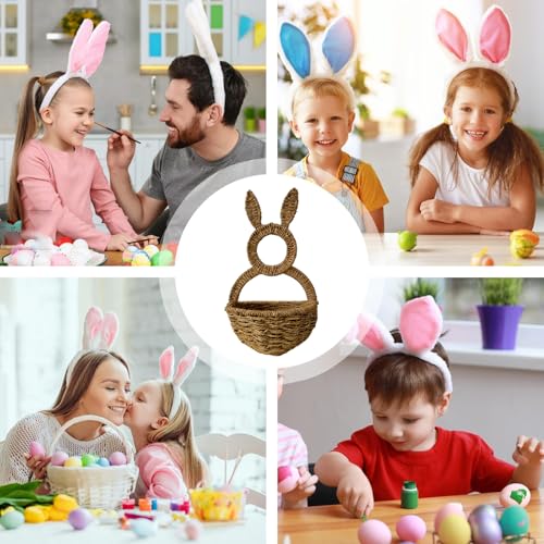 Cesta para puerta de conejo de mimbre para decorar en Pascua 5