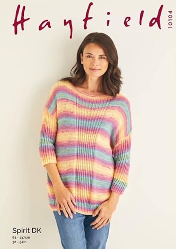Sirdar Women's 10104 Knitting Pattern Slouchy Sweater With Rib Sleeves In Hayfield Spirit Dk