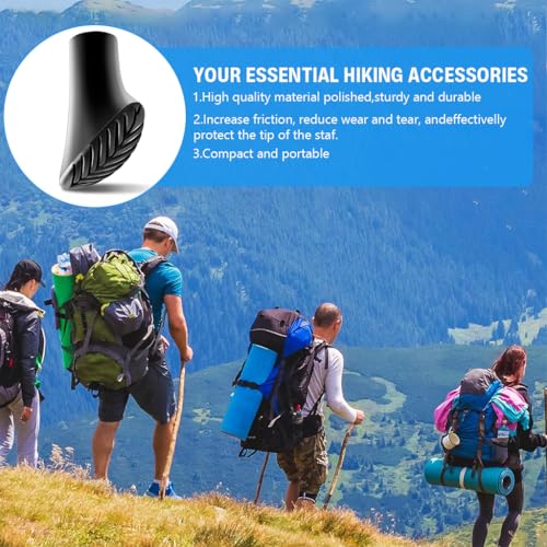 Image of Proberos 4 Pcs Trekking Pole Tips, Super Anti-Slip Wear-Resistant Rubber Walking Stick Replacement Tips with Slanted Cut for Hiking, Trekking & Outdoor Walking, Universal Fit 11mm Open Dia