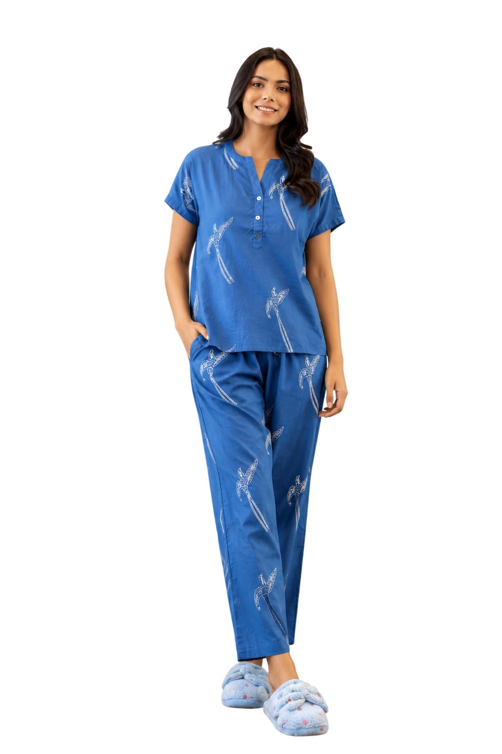 Women's Printed Night Suit Set | Half Sleeve Printed Top & Pyjama Set | Soft Comfortable Sleepwear Lounge Wear Co-Ord Nightwear for Women | Shirt & Pajama Set-picture-51