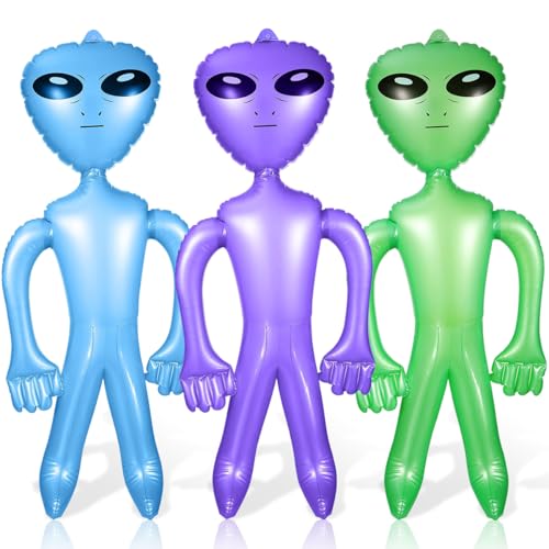 3 Stück aufblasbarer Alien Halloween Alien Deko Alien Partydekorationen Alien Ballon ideal für Halloween-Alien-Partys Wissenschaftsmuseumsausstellungen & Dekorationen