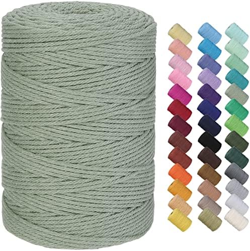 GOHOF Macrame Cord 3mm x 300m Premium Cotton Macrame Rope, 4 Strand Twisted Soft Cotton Cord, One of The Most Perfect Materials for Macrame Art, Cotton String Without Chemicals (Red)