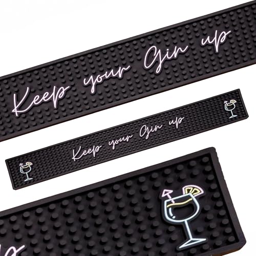 Bar Buddy Tapis de bar en caoutchouc | 60 cm x 10 cm x 1 cm | Tapis de comptoir de qualité supérieure pour verrerie | Maison Bar Man Cave | PVC noir antidérapant | Bière et cocktails | Gardez votre